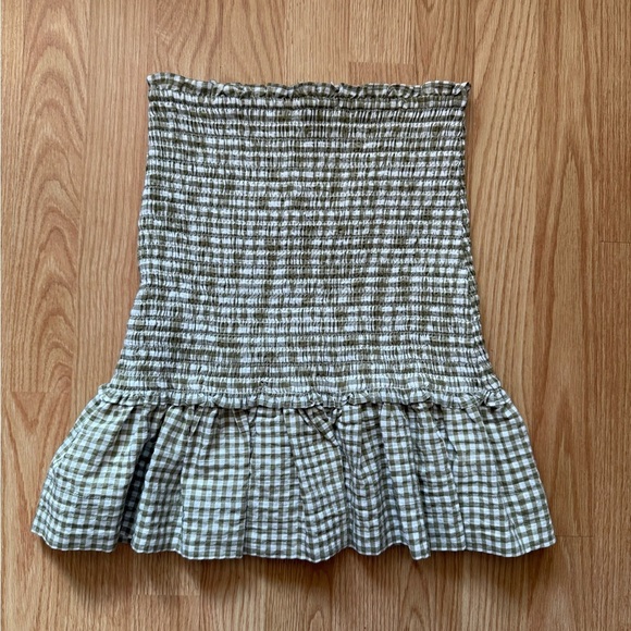 NWOT VERONICA BEARD Jeans Aloya Smocked Cotton Blend Miniskirt Large Gingham XS - Picture 4 of 7
